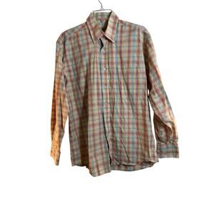 ALAN FLUSSER Men’s Rainbow Plaid Casual Button Down Shirt / Size: M